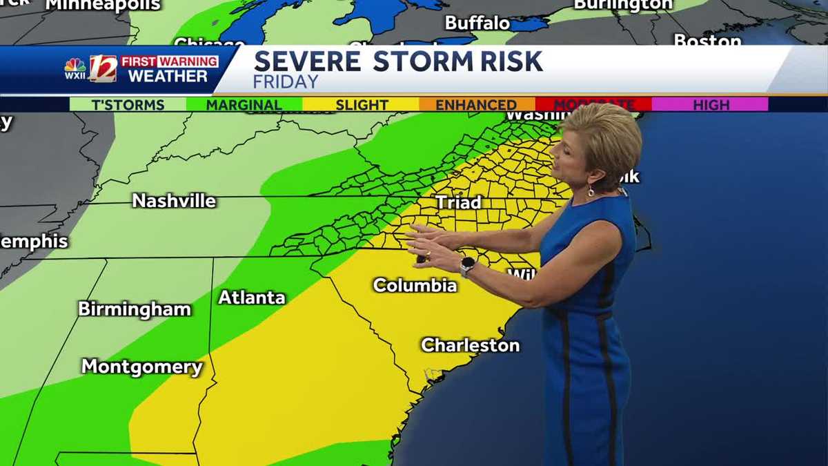 Strong to severe storm threat in the Carolinas Friday
