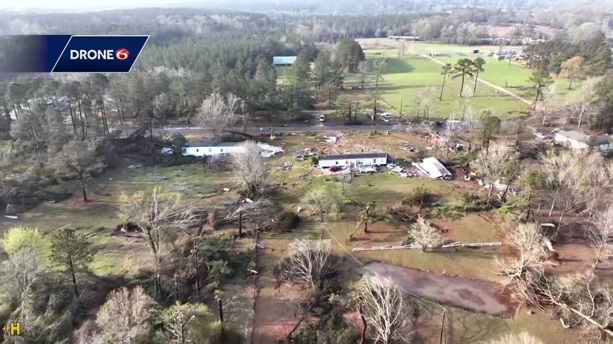 Louisiana tornado damage captured in drone footage
