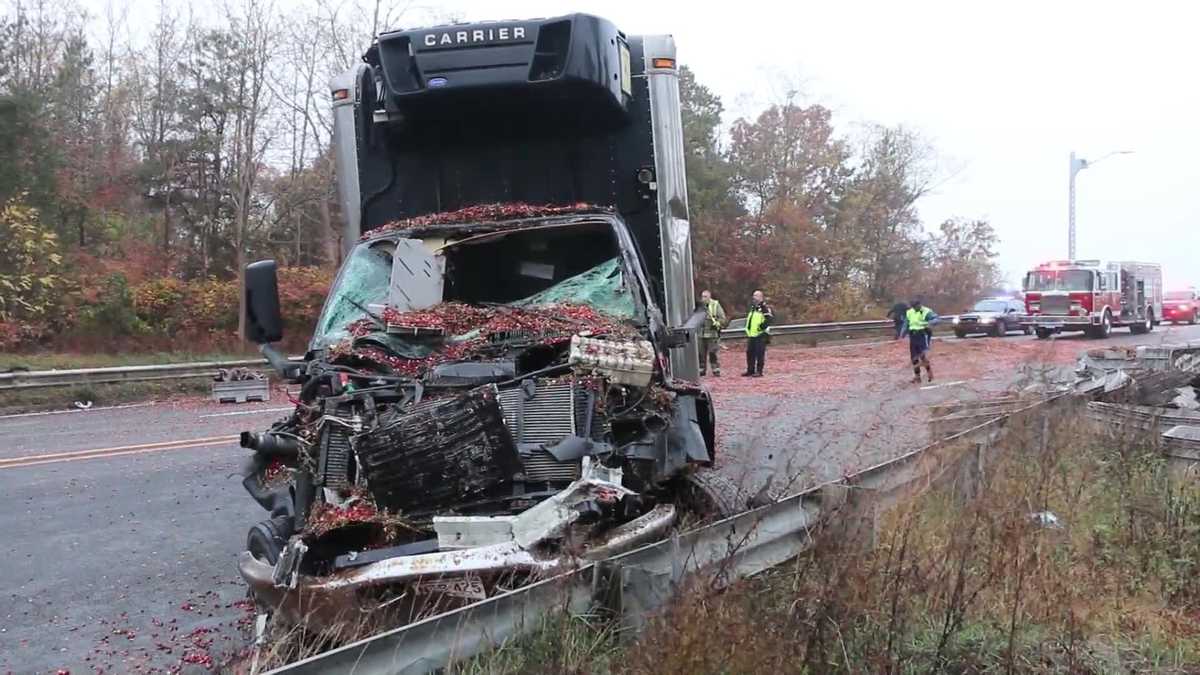 Truck carrying cranberries crashes on Cape Cod