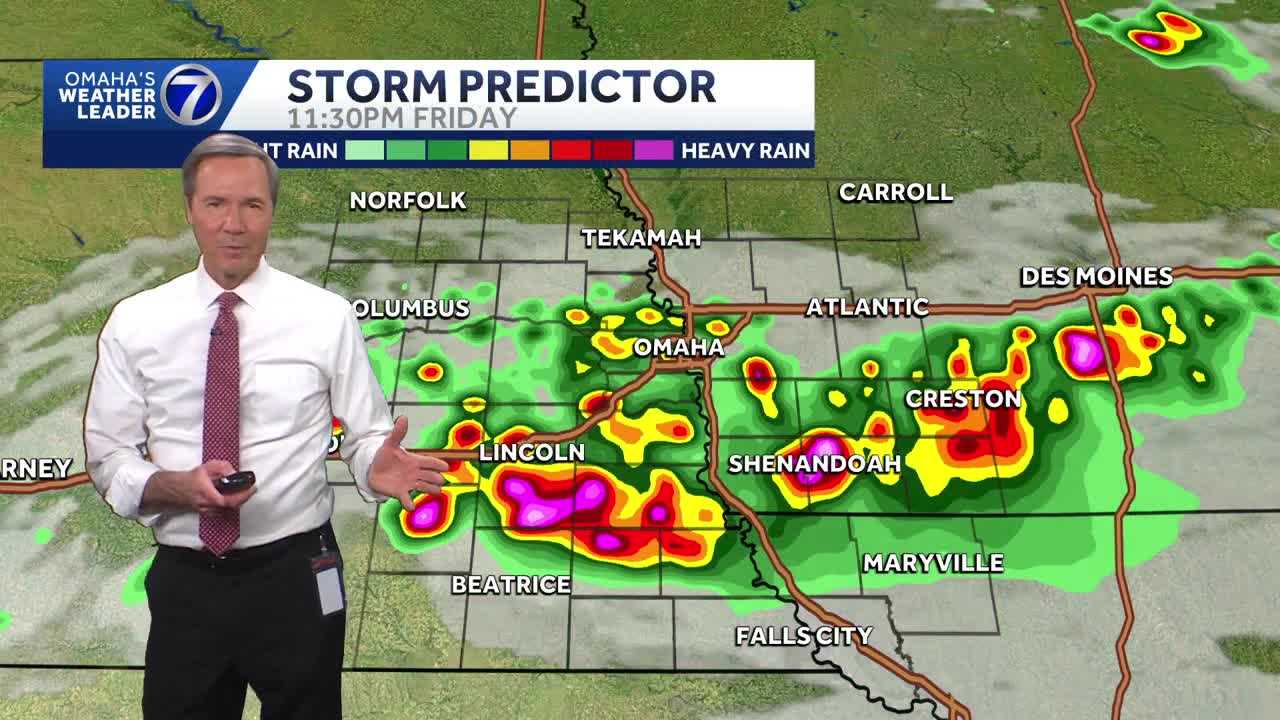 Storms edging out of the Omaha area overnight