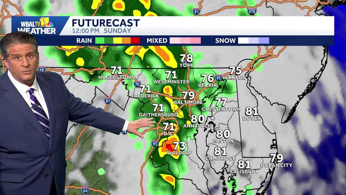 Heavy rain and storms possible Sunday