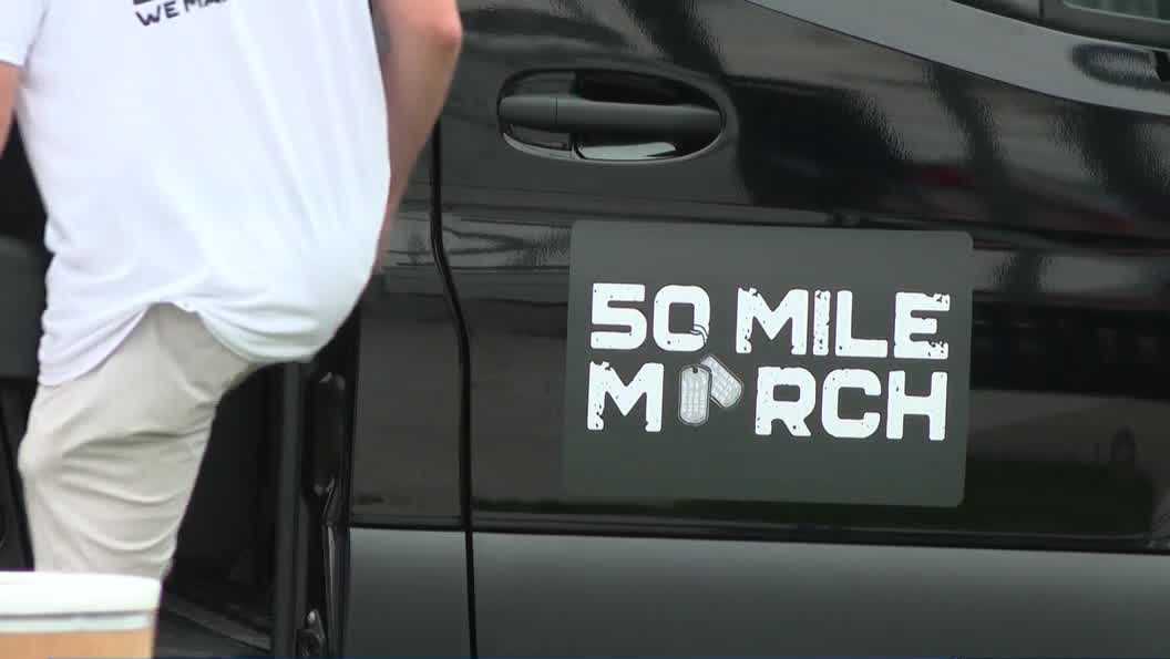 Dozens march between Lincoln and Omaha to bring awareness to veteran's health issues