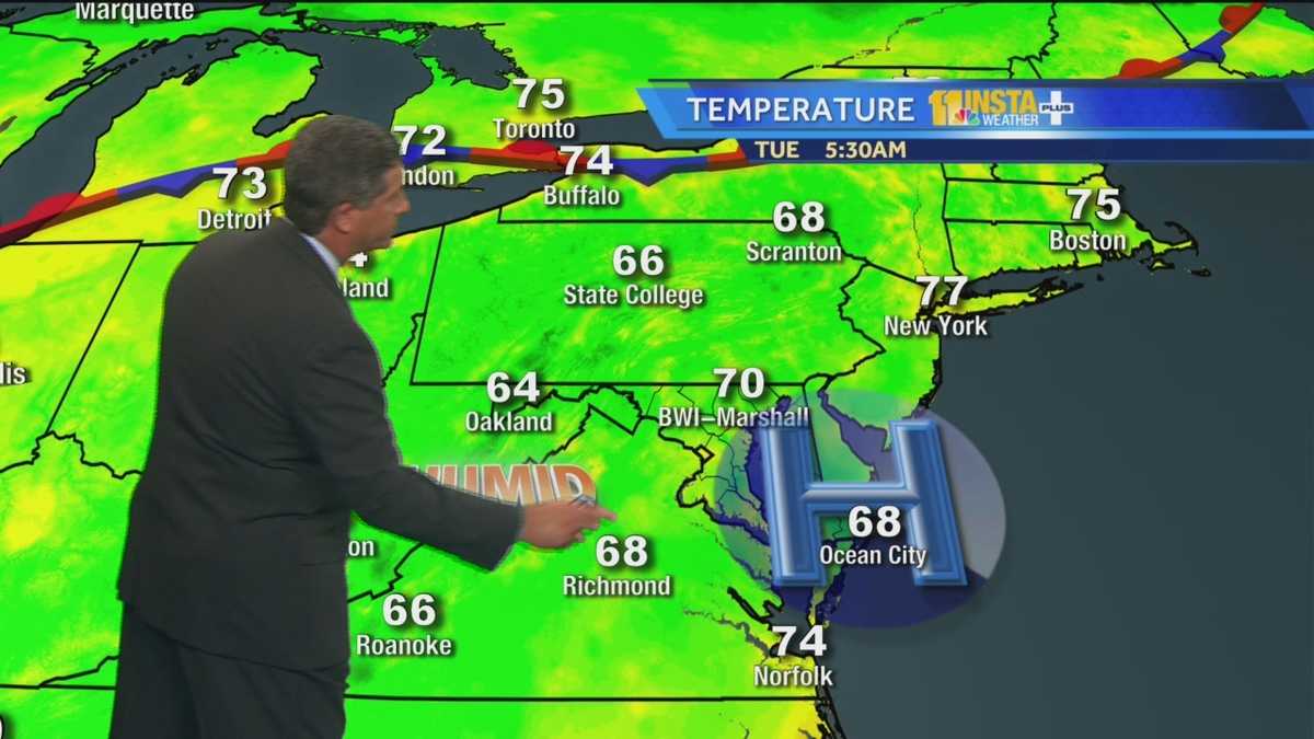 Warm and humid conditions continue on Tuesday