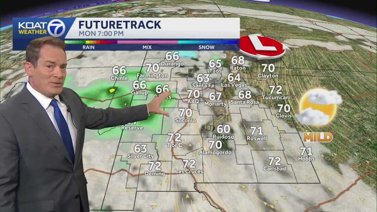 Rain Chances into western and northern New Mexico later today, Red Flag Warnings for fire danger in the northeast