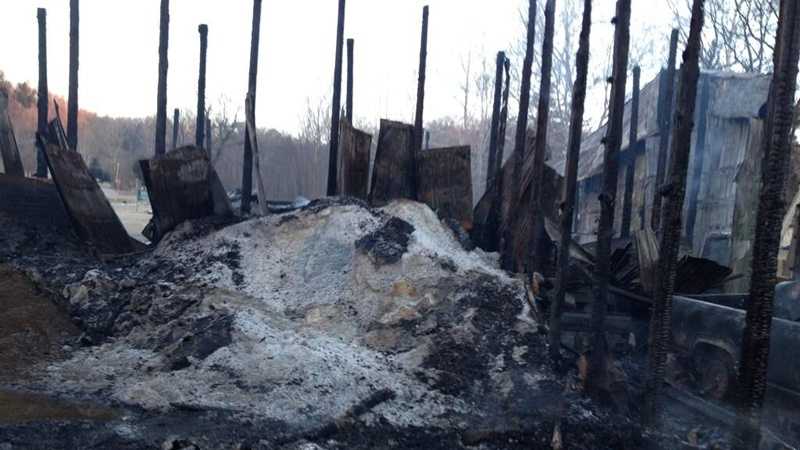 Industry maintenance building gutted by flames