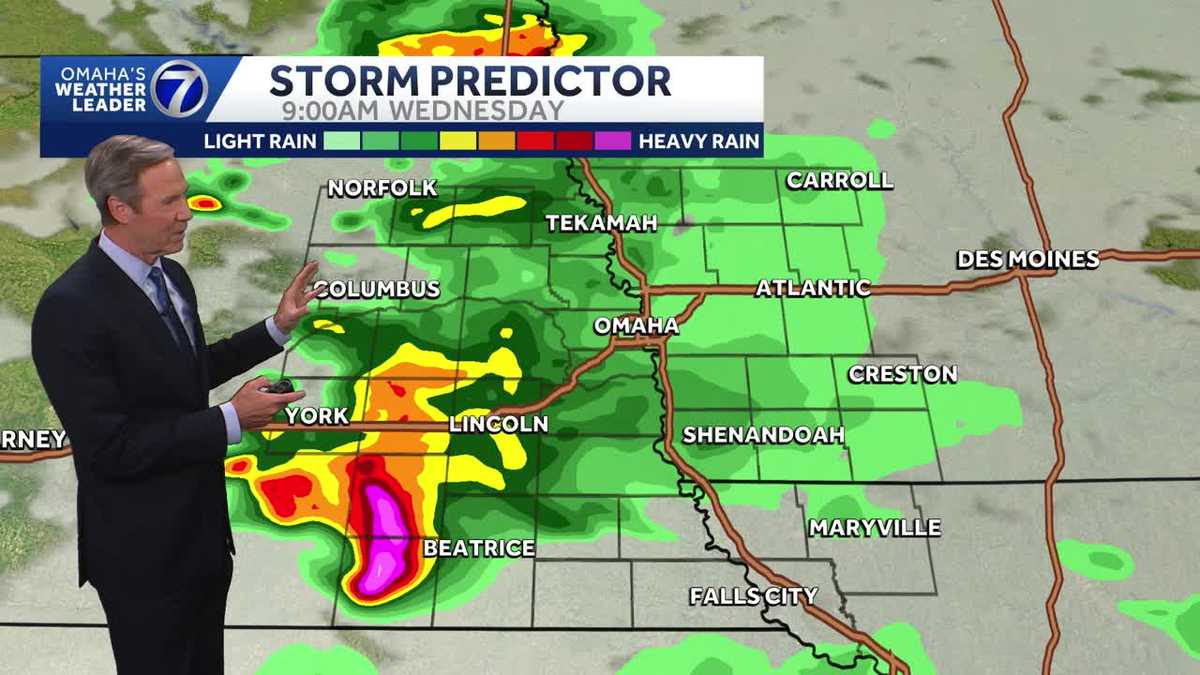 Rain chances into Wednesday near Omaha and cooler temperatures