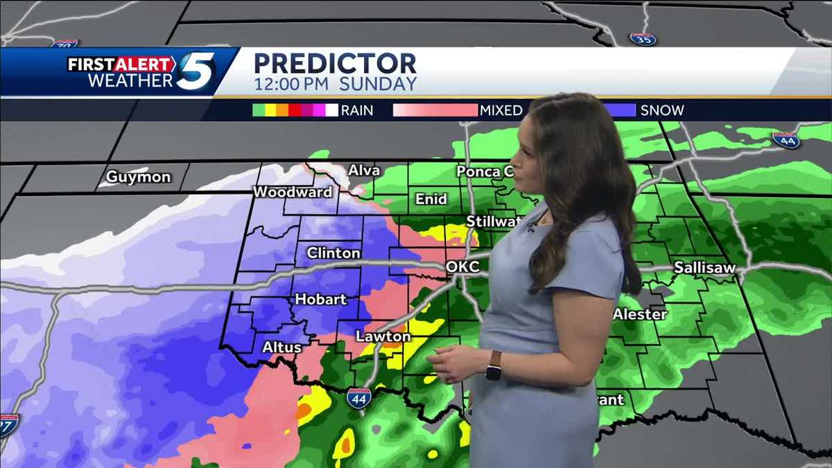 Snow and rain are expected to move into Oklahoma early Sunday