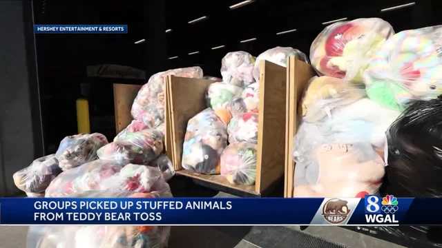 Stuffed animals collected at Hershey Bears teddy bear toss - Vimarsana News