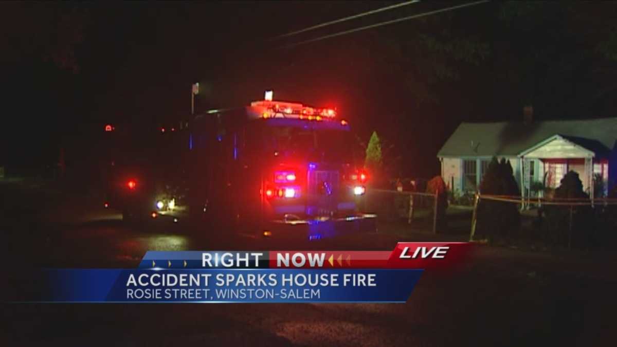 Winston Salem accident sparks house fire