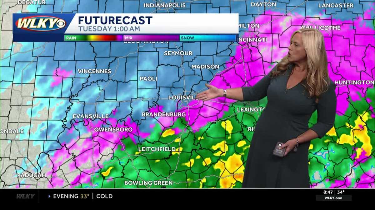 Cold Sunday, wintry mix with snow showers late Monday to Tuesday