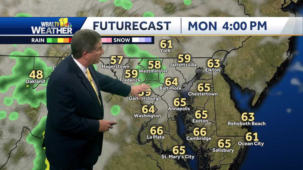 Mostly cloudy with a chance for showers Monday