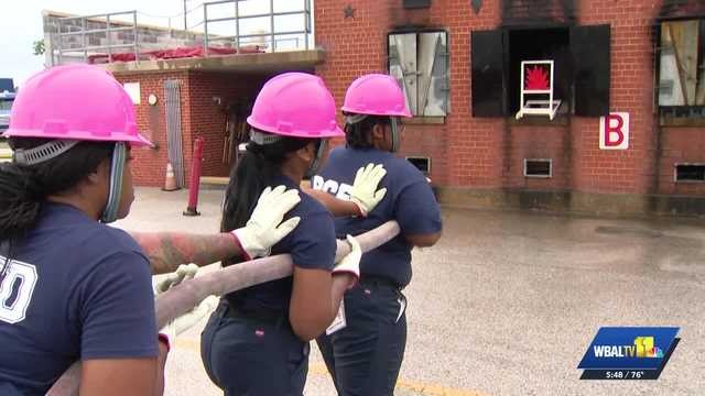 Girls learn fire rescue skills at Baltimore City Fire Department's Camp Spark