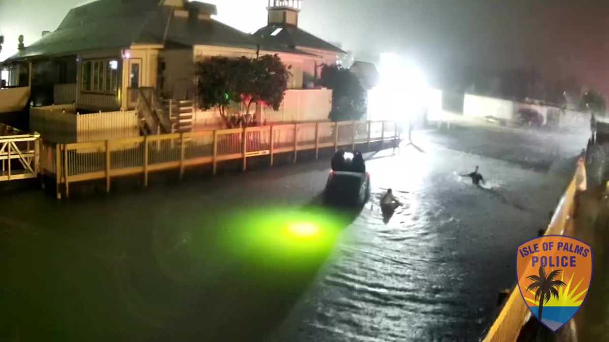 WATCH: Good Samaritans rescuing South Carolina driver after car sinks in creek during rain
