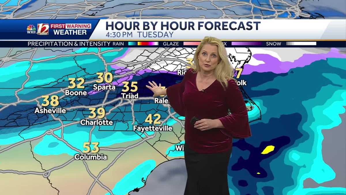 Mild Sunday, cold rain in North Carolina by Tuesday