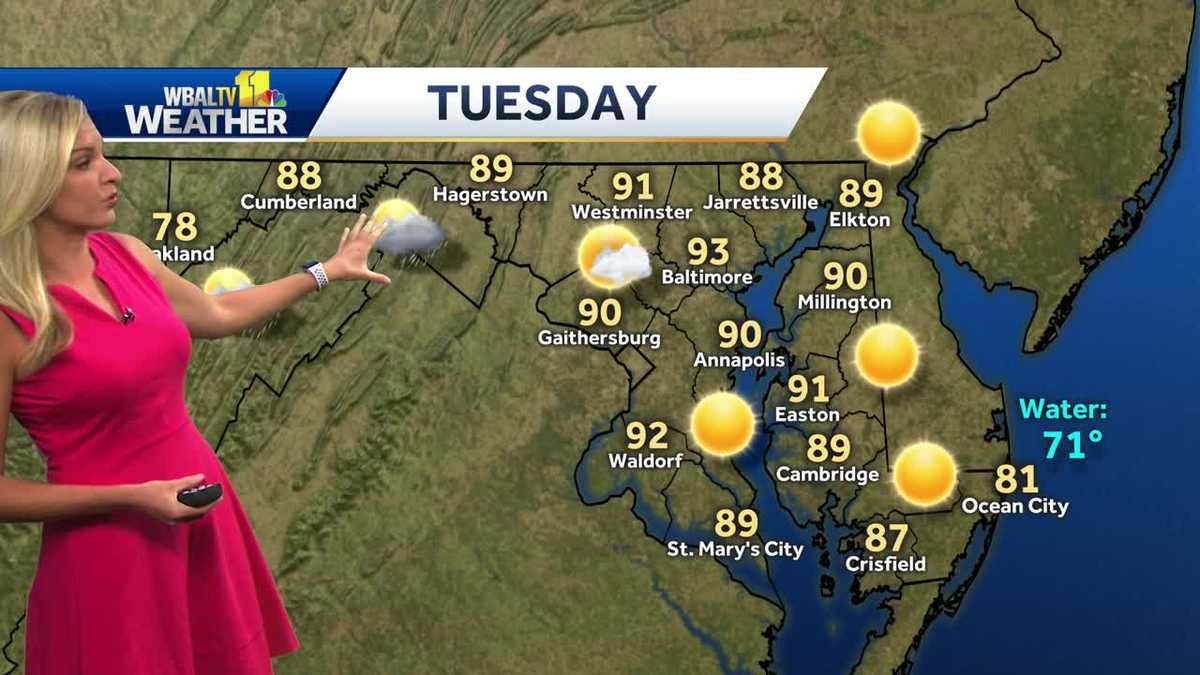 Sunny Monday with temps in 80s
