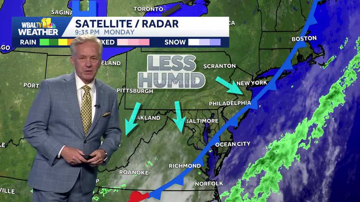 Sunny, less humid Tuesday, showers possible this week
