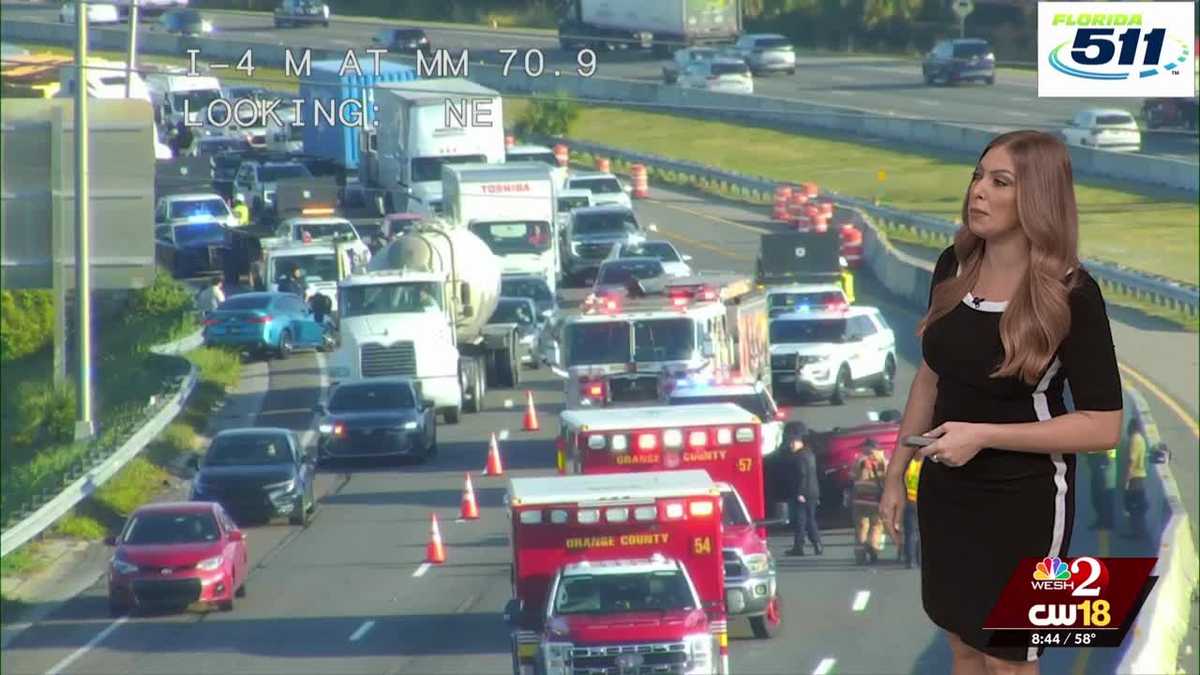 Rollover crash shuts down part of I-4 westbound near SeaWorld