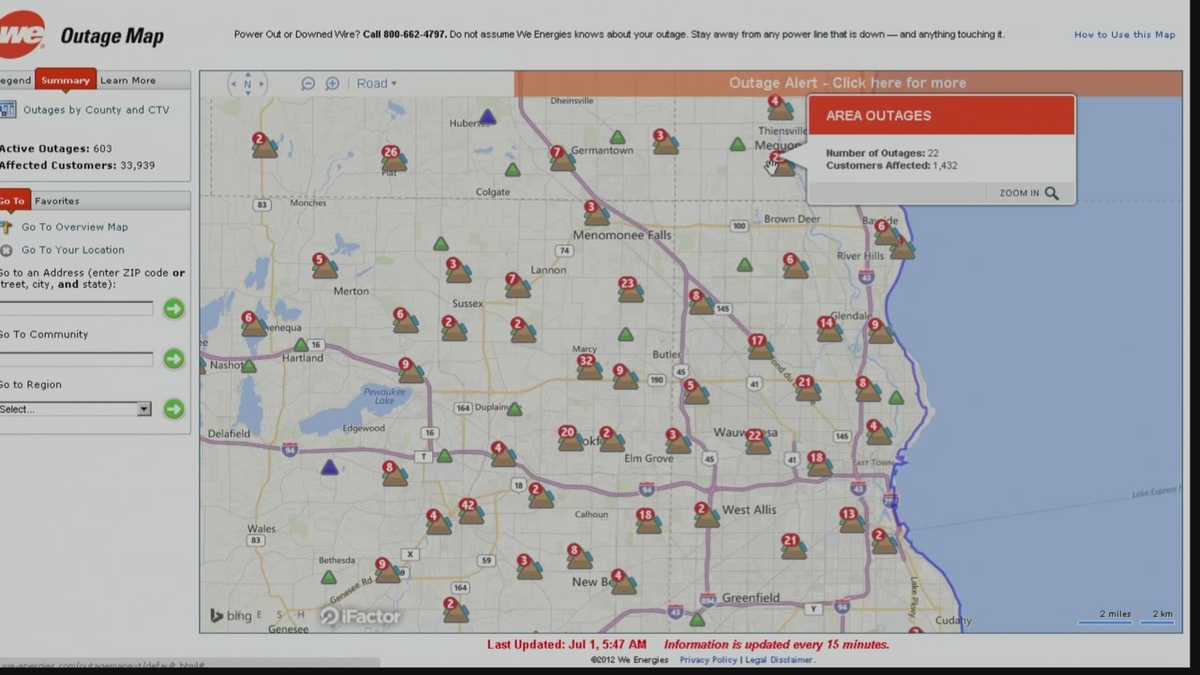 Tens of thousands without power in southeast Wisconsin