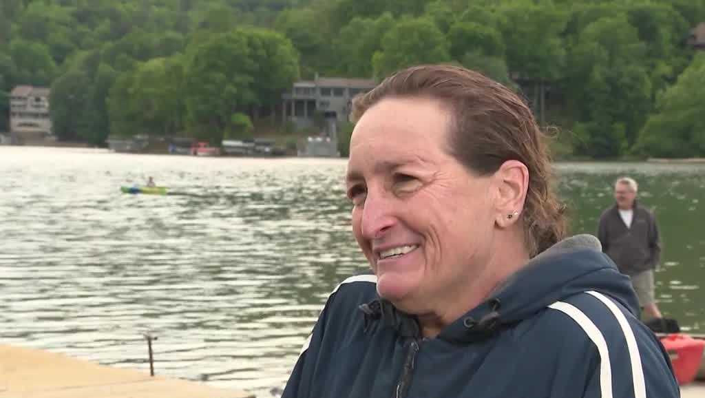 Swimmer completes lap around Lake Lure to spread awareness