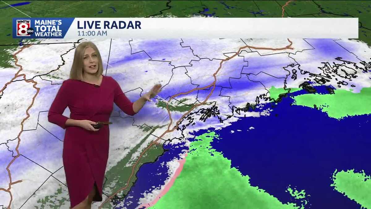 Tracking band of heavy snow in Maine; roads begin to get slick