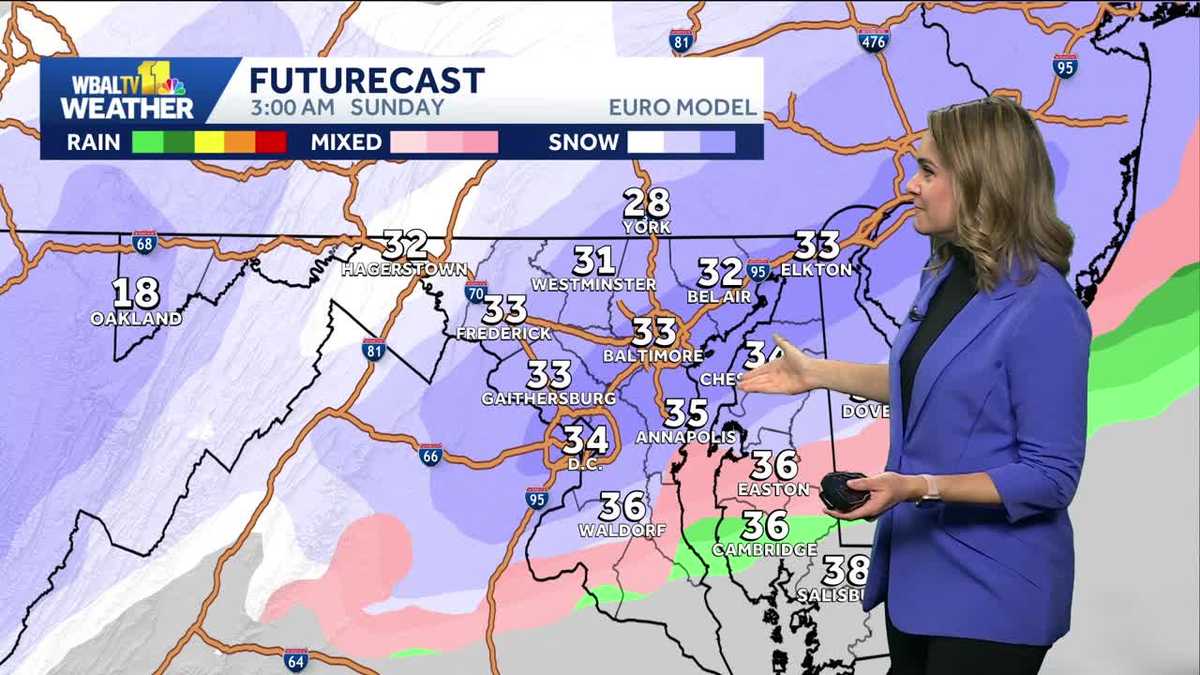 Quick burst of snow Saturday night in Maryland