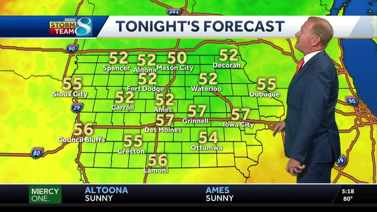 Clear skies and cool temperatures Monday evening