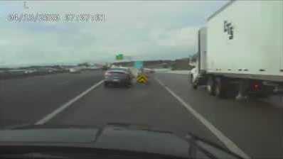 Dash cam shows video of car slamming into vehicles, officer narrowly escaping
