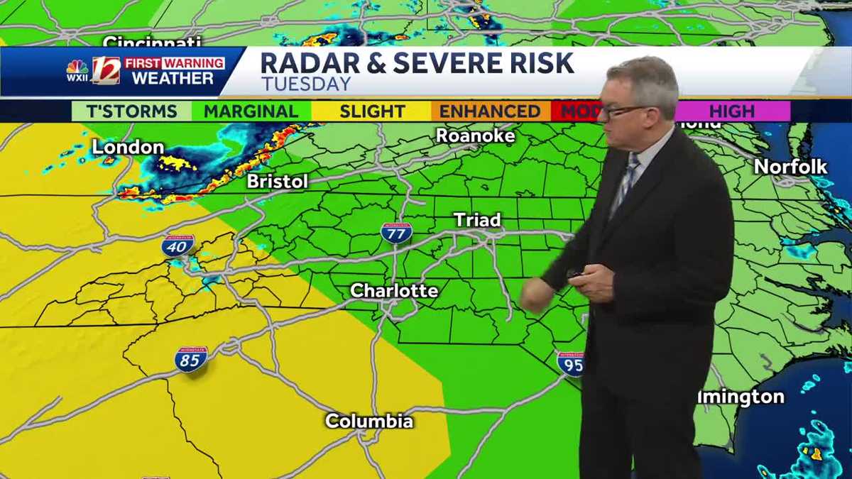 Watch: Tuesday's Severe Storm Potential Expanded To Include The Triad