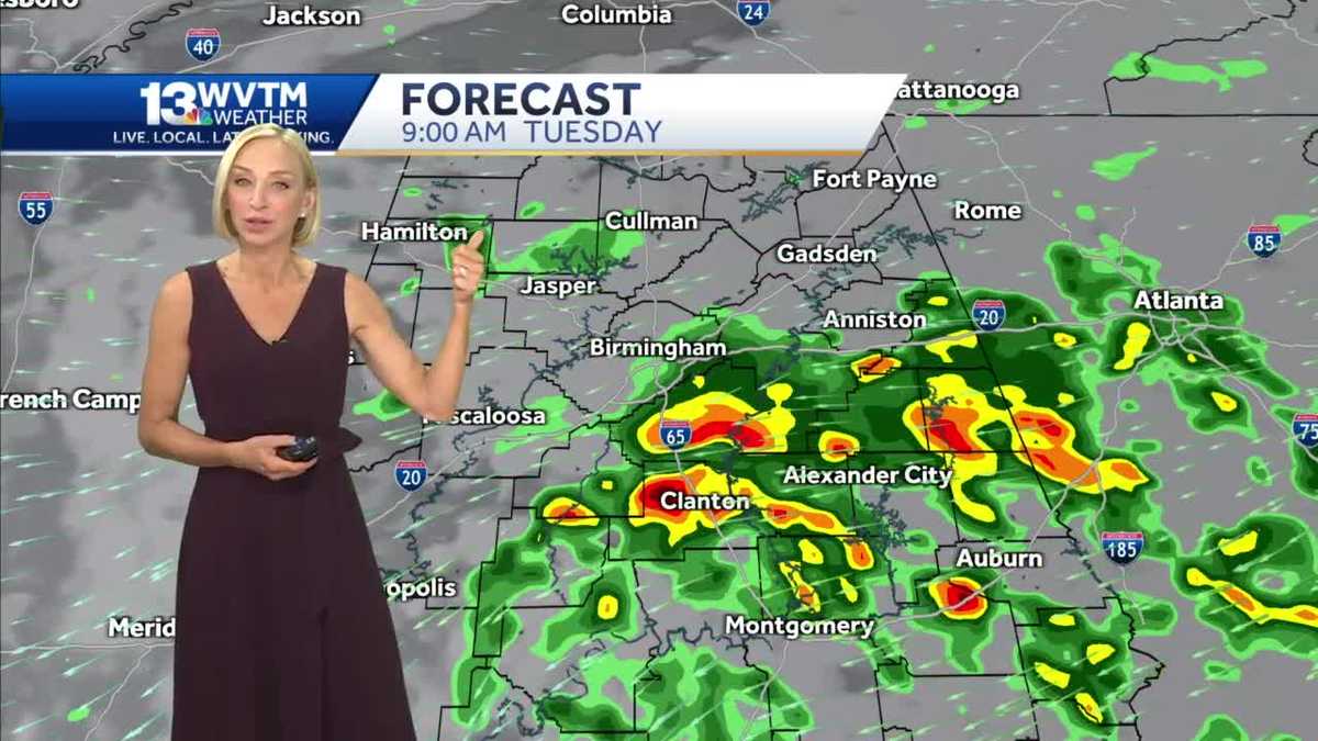 Scattered storms likely Monday and Tuesday in central Alabama