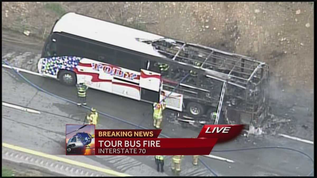 Tour bus with students catches fire