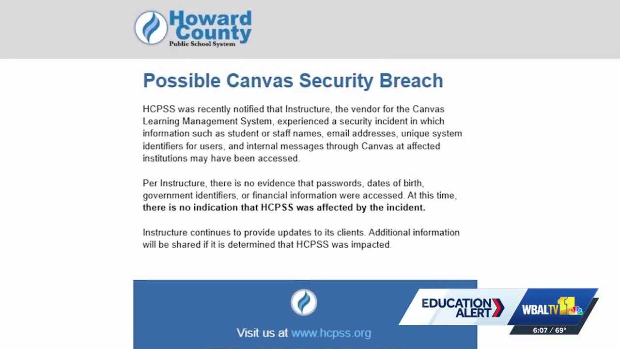 wbaltv.com - Kate Amara - Maryland schools, colleges shut down Canvas amid ransomware attack