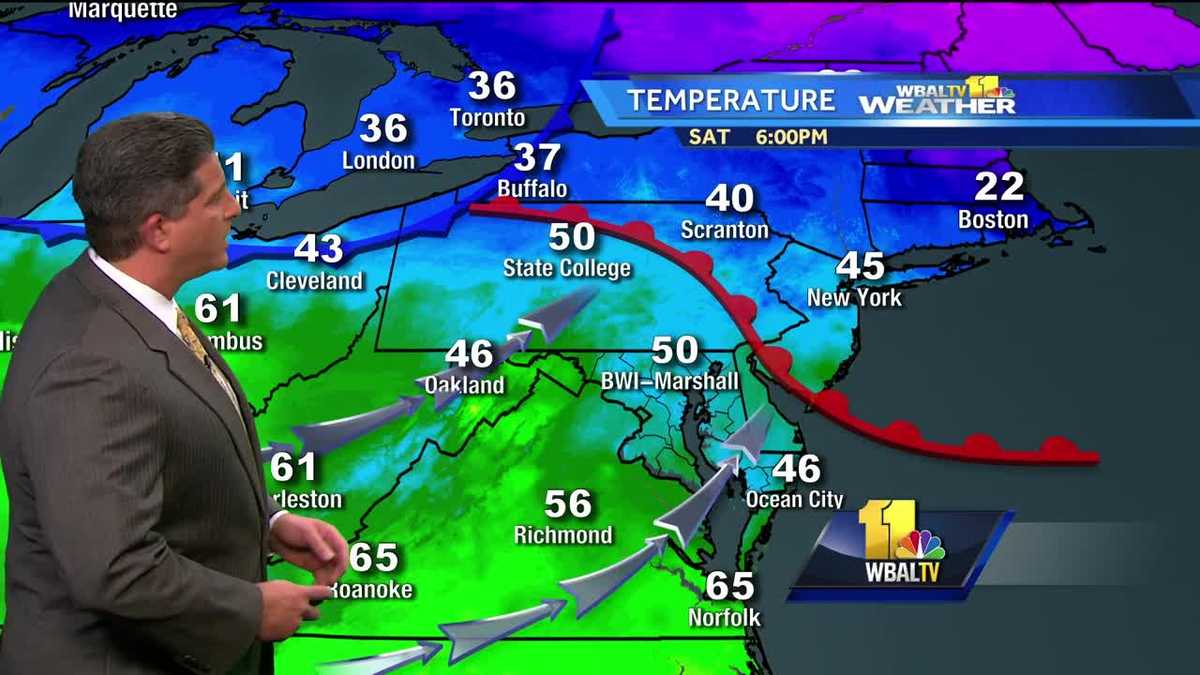 Cold front brings chances for rain showers Sunday