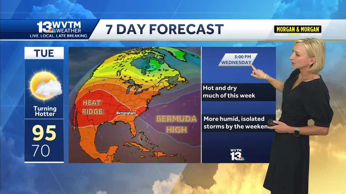 Hot, but less humidity to start the week