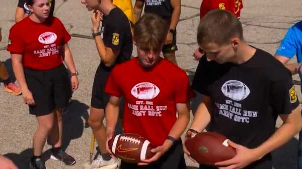 cadets put rivalry aside, continue cy-hawk 'game ball run' tradition