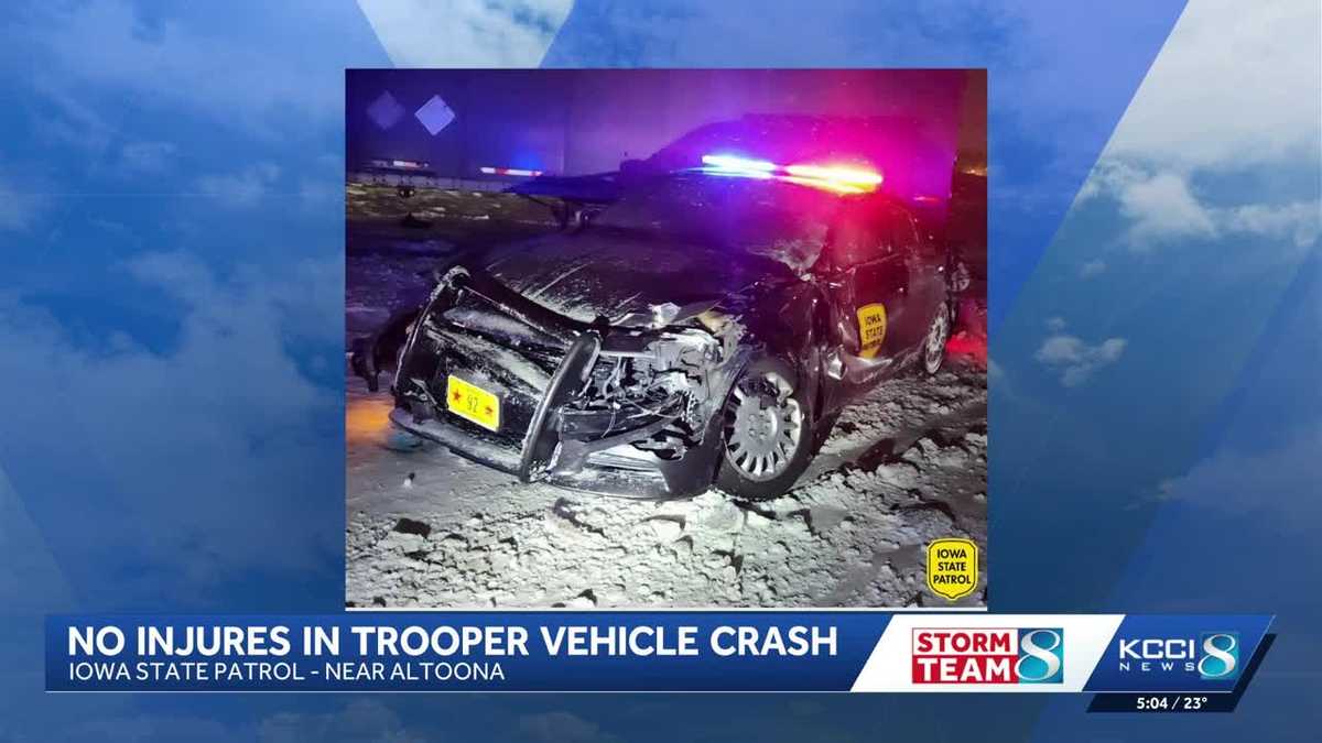 Iowa State Patrol trooper escapes injury in snowstorm crash near Altoona