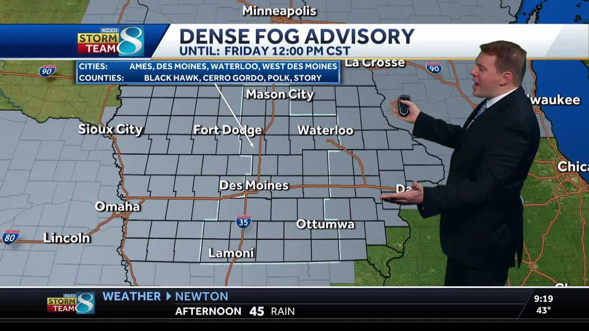 Iowa weather: A dense fog advisory in effect for Des Moines