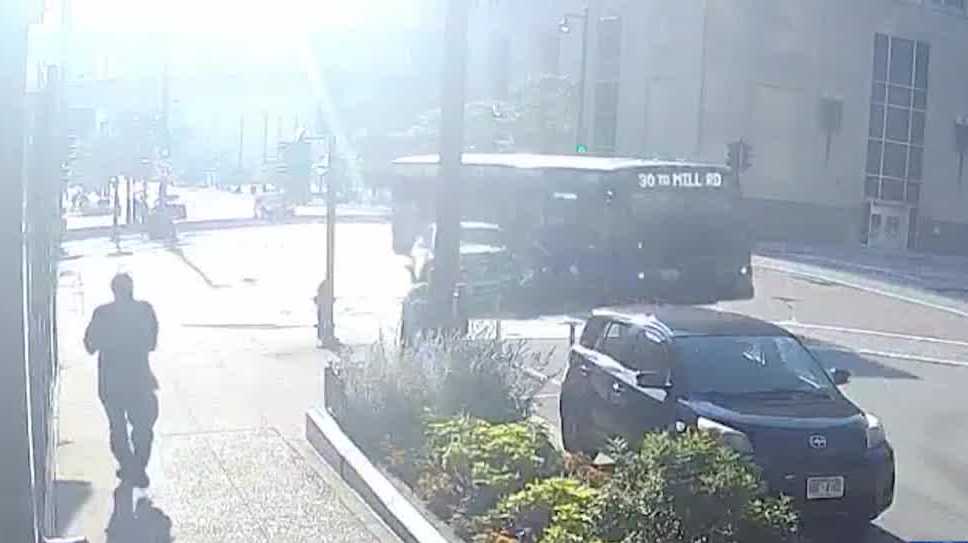 Video shows car slam into side of MCTS bus in downtown Milwaukee