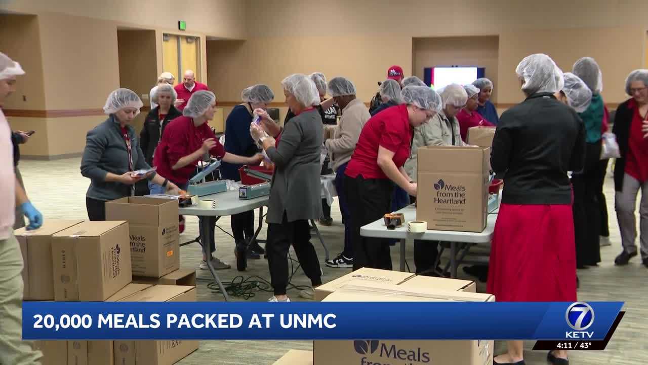 ketv.com - Jake Anderson - Volunteers at University of Nebraska Medical Center pack thousands of meals