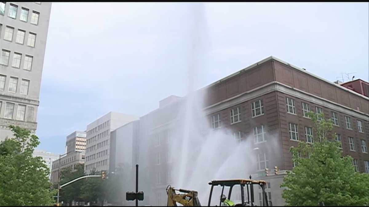 Water Main Break In Downtown Jackson
