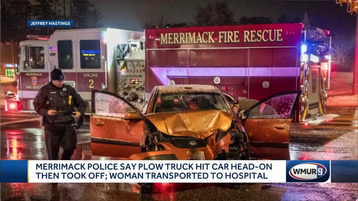 Plow truck driver leaves scene of crash after striking car head-on ...