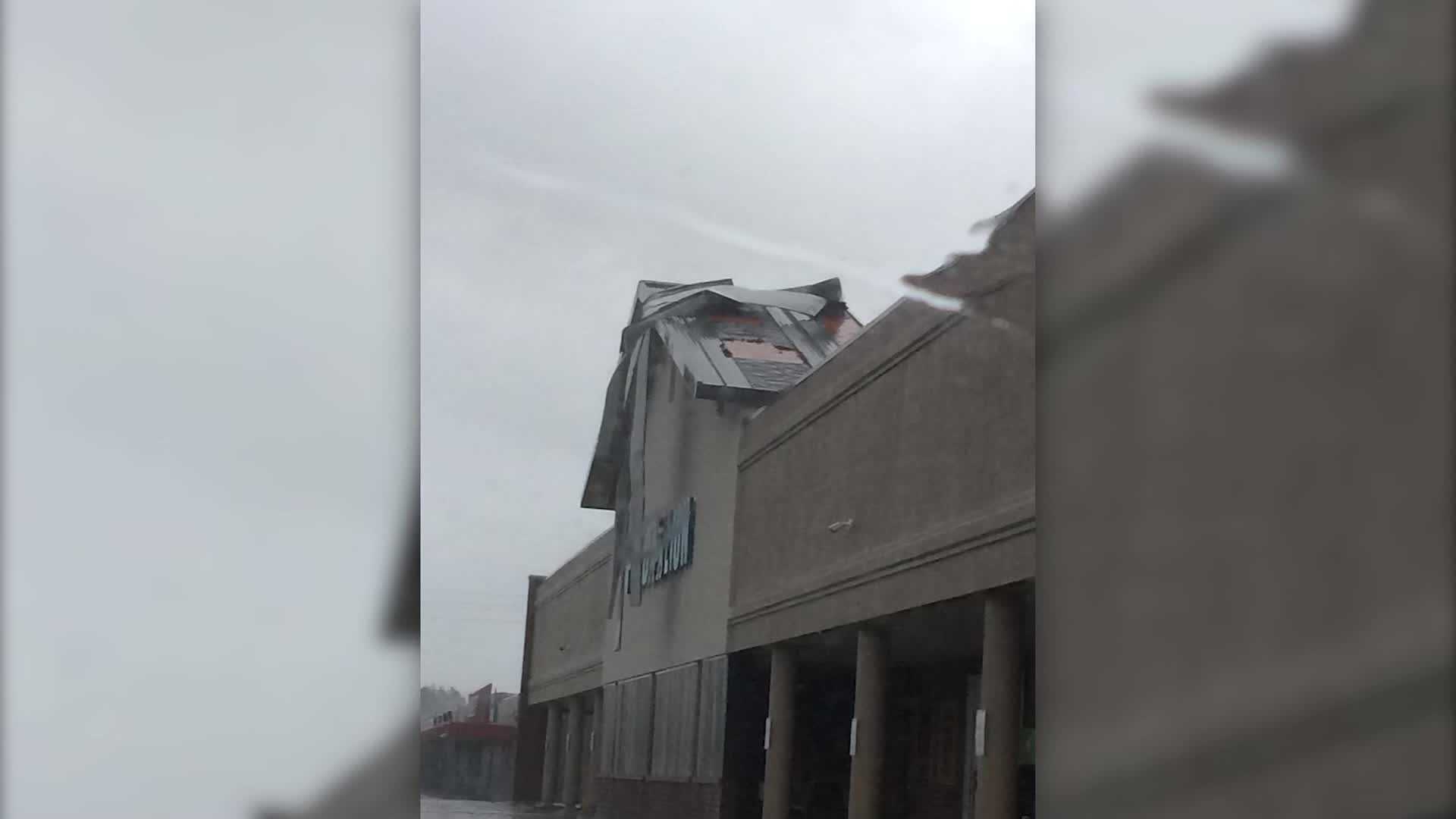 Buildings Heavily Damaged In Havelock, NC