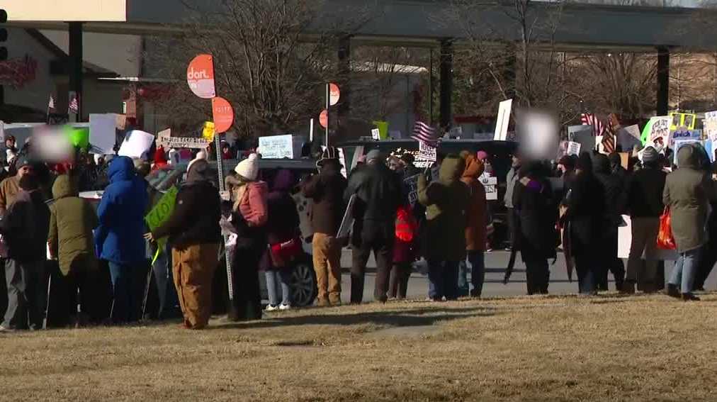 Clive police report peaceful protest outside rally venue