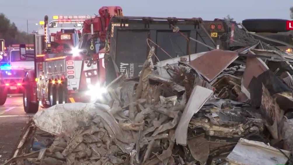 Big rig flips in crash with wrong-way driver on Highway 50