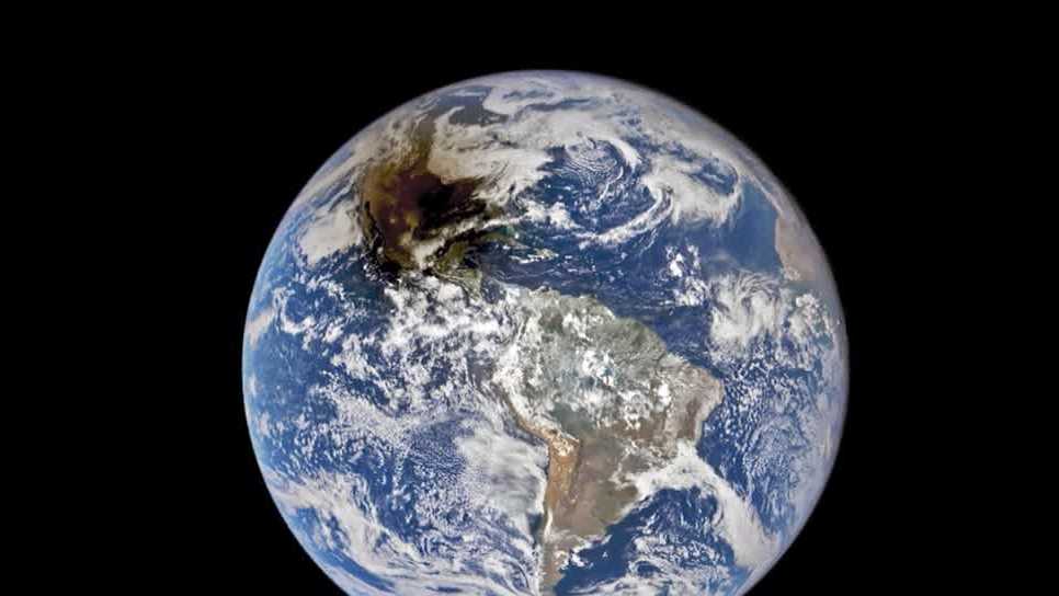 Image shows lunar shadow seen during annular solar eclipse