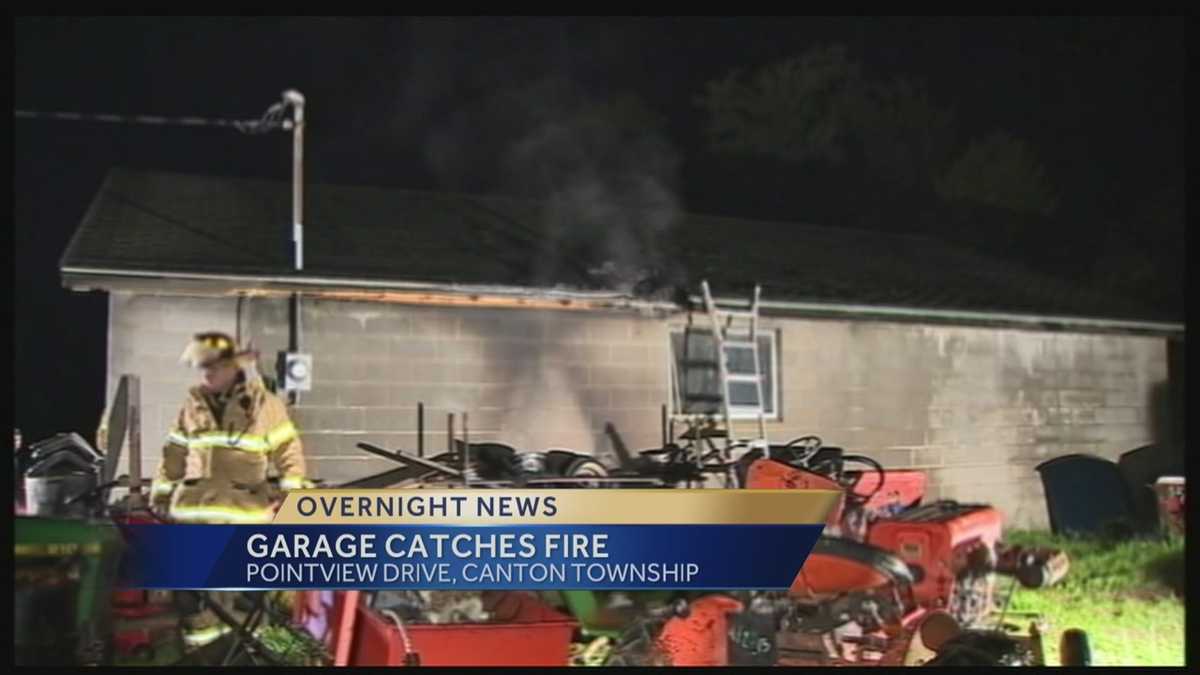 Canton Township garage catches fire