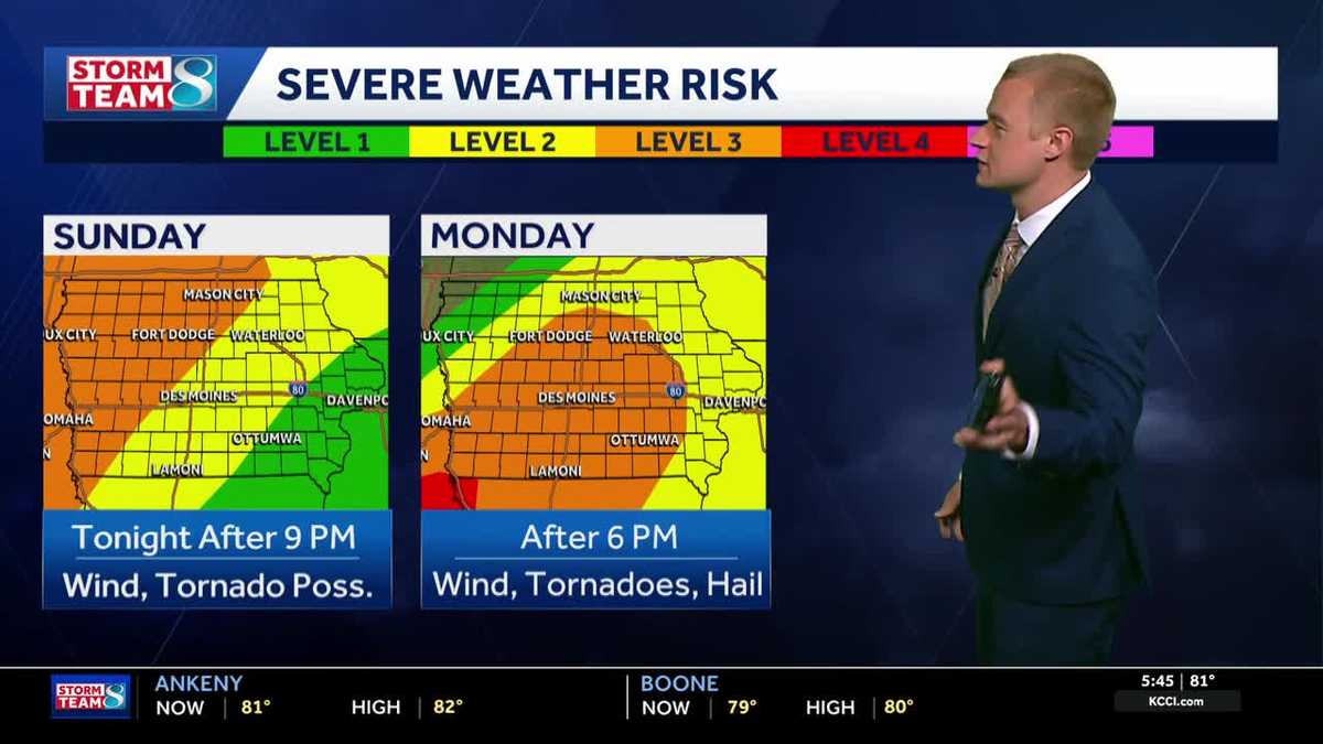 Windy and warm Sunday, severe weather tonight and Monday