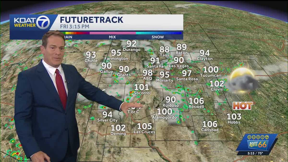 Monsoon storms shifting to favor the northeast this afternoon as heat continues to build