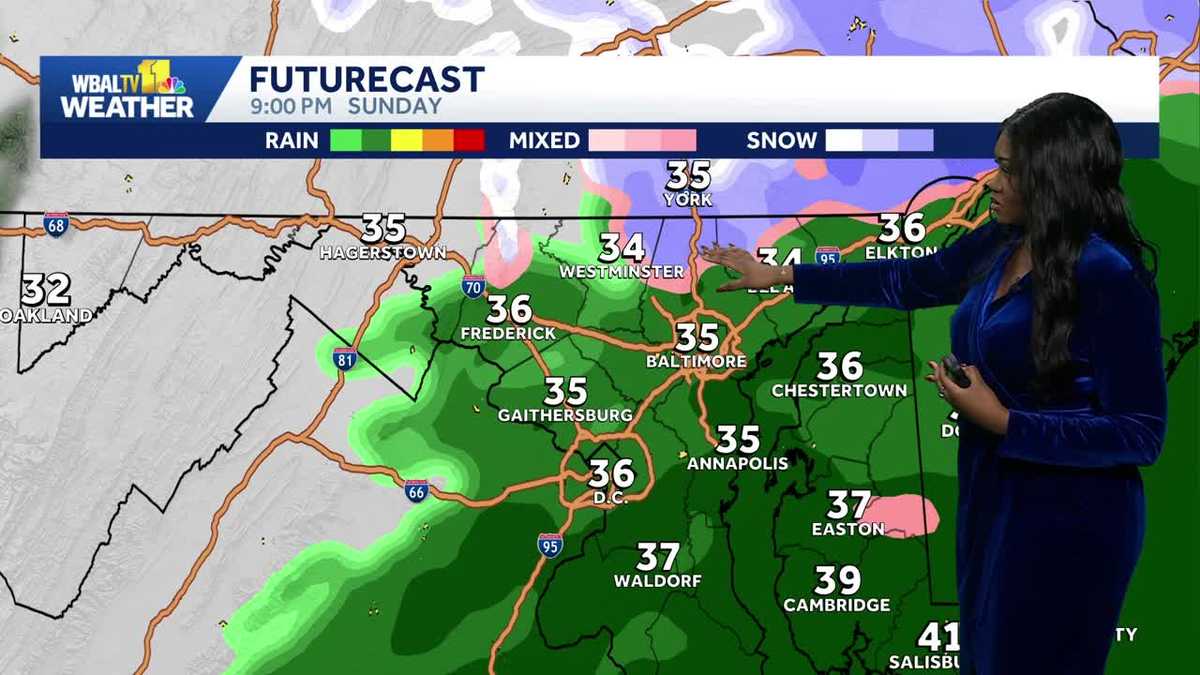 Rain and a few wet snowflakes likely for Maryland this afternoon