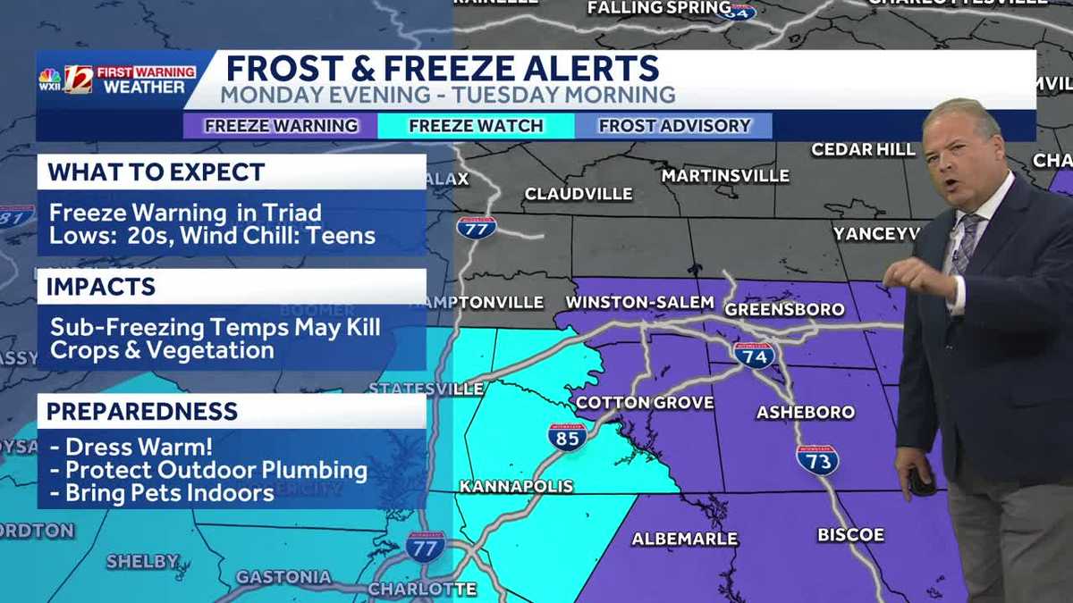 Cold Couple of Days Ahead in North Carolina. Freeze Warning Tuesday Morning
