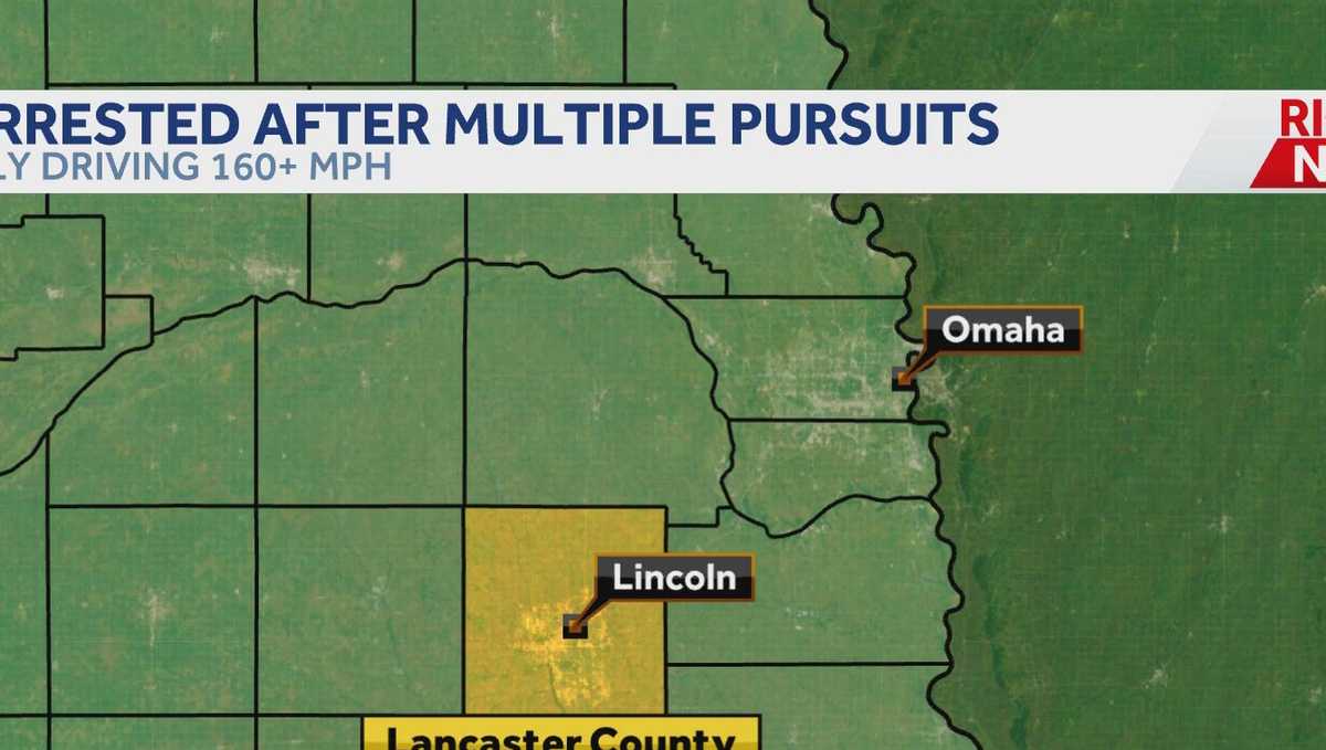 Nebraska man arrested after driving more than 160 mph, multiple pursuits with troopers